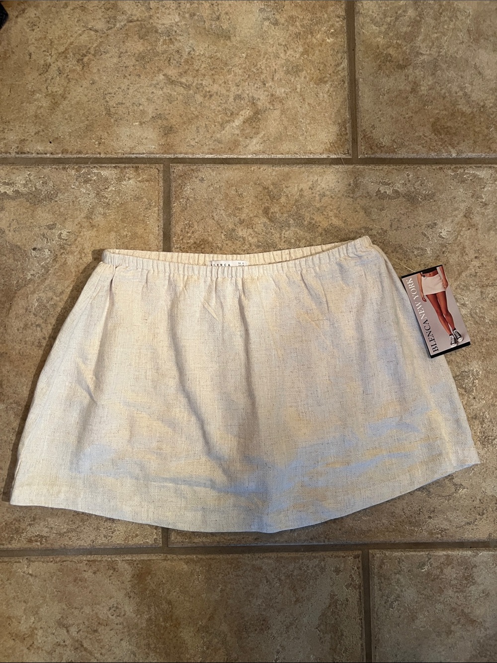 Blenca Elan Linen-Blend Mini Skirt in Light Cream